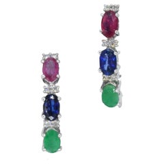 White Gold Earrings with Multicolor Gemstones and Diamonds