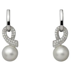 White Gold Earrings with Natural Australian Pearls and Diamonds