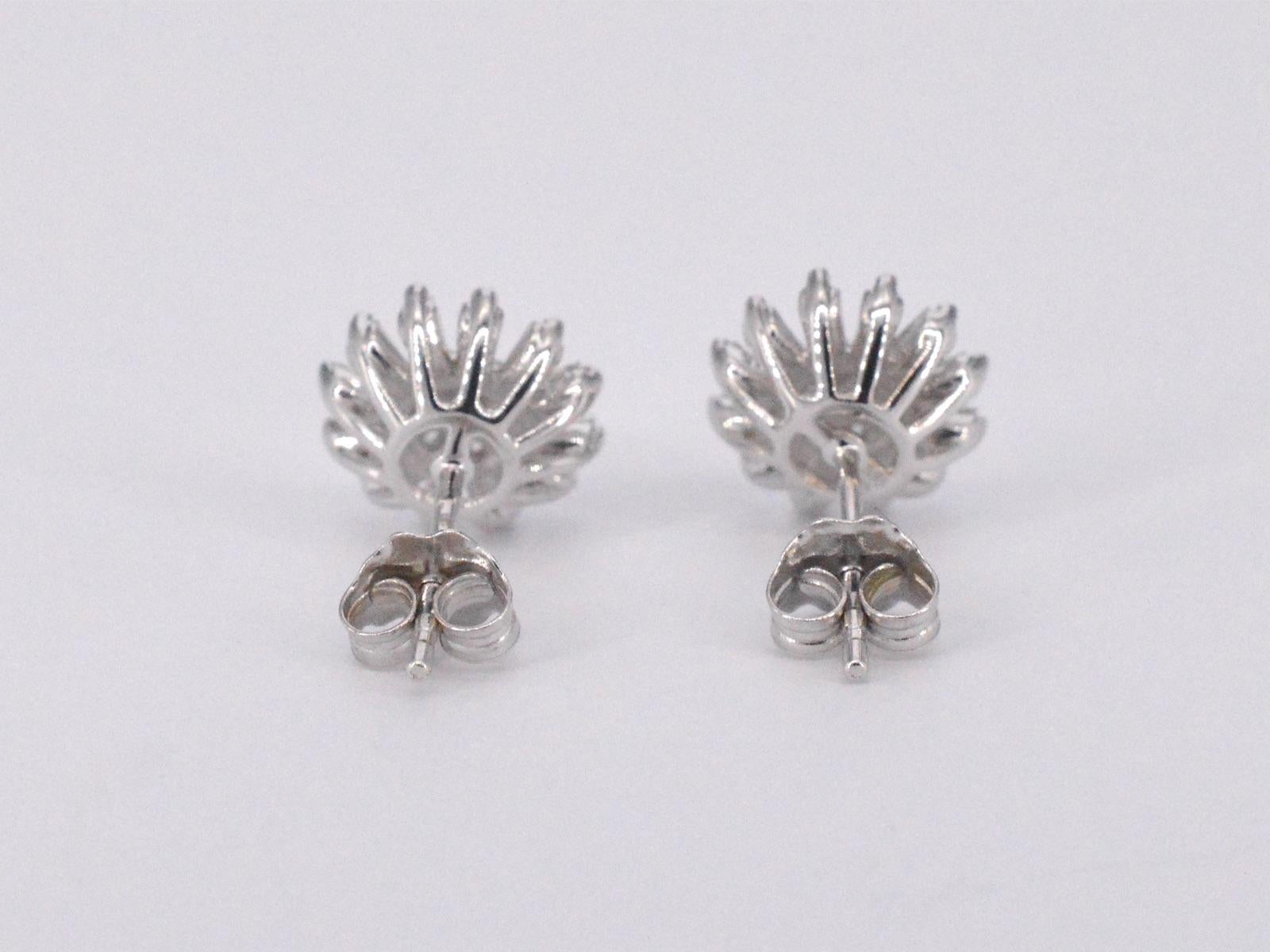 White Gold Earrings with Natural Genuine Diamonds For Sale 1