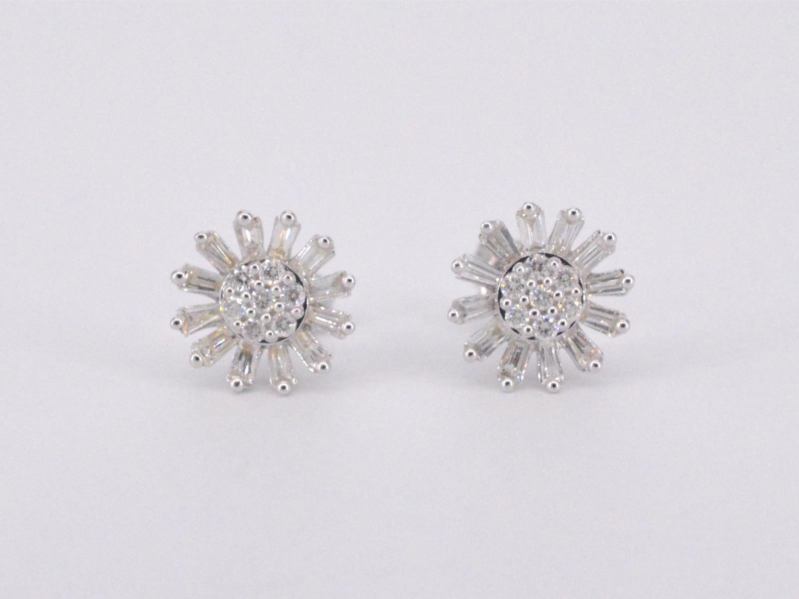 White Gold Earrings with Natural Genuine Diamonds For Sale 3