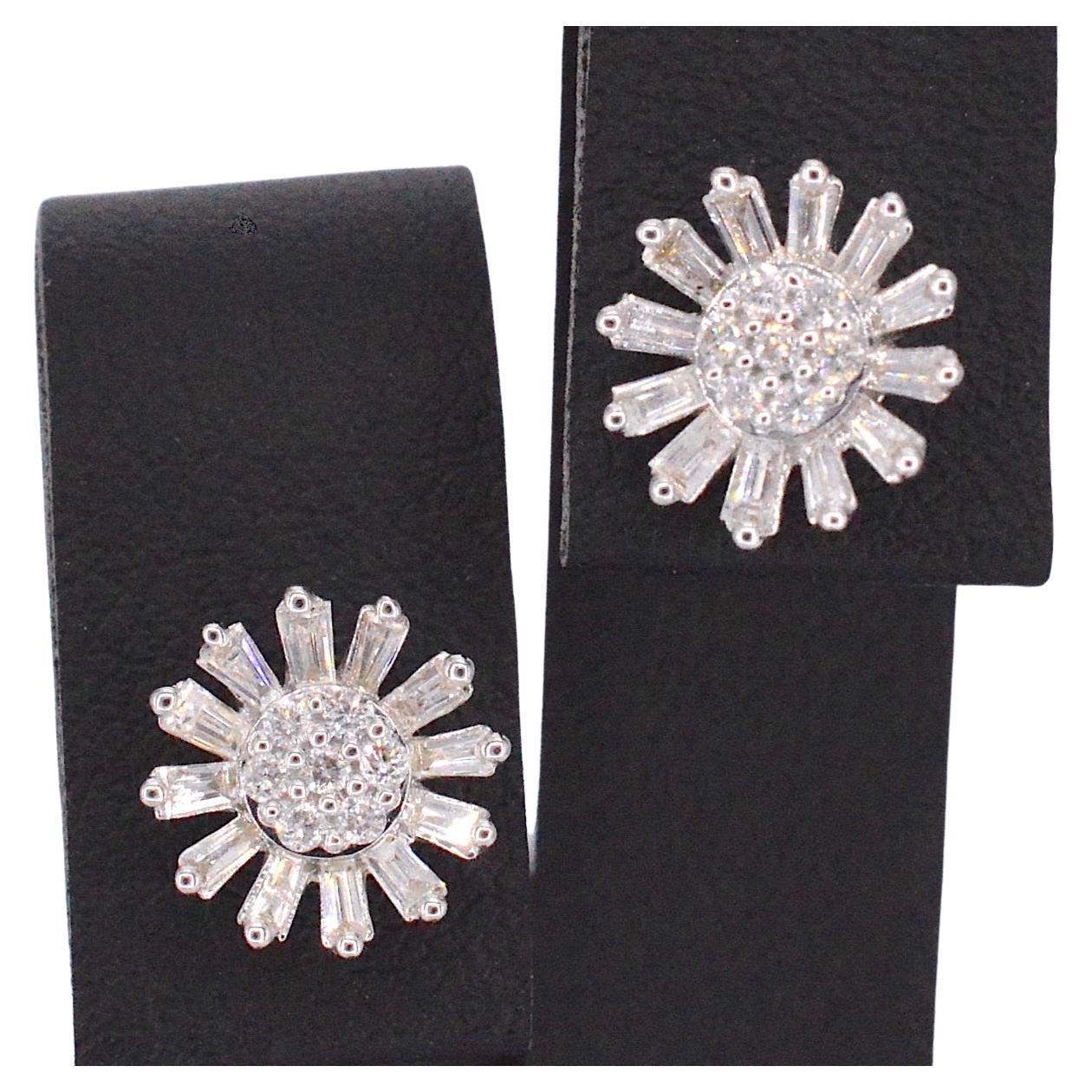 White Gold Earrings with Natural Genuine Diamonds For Sale