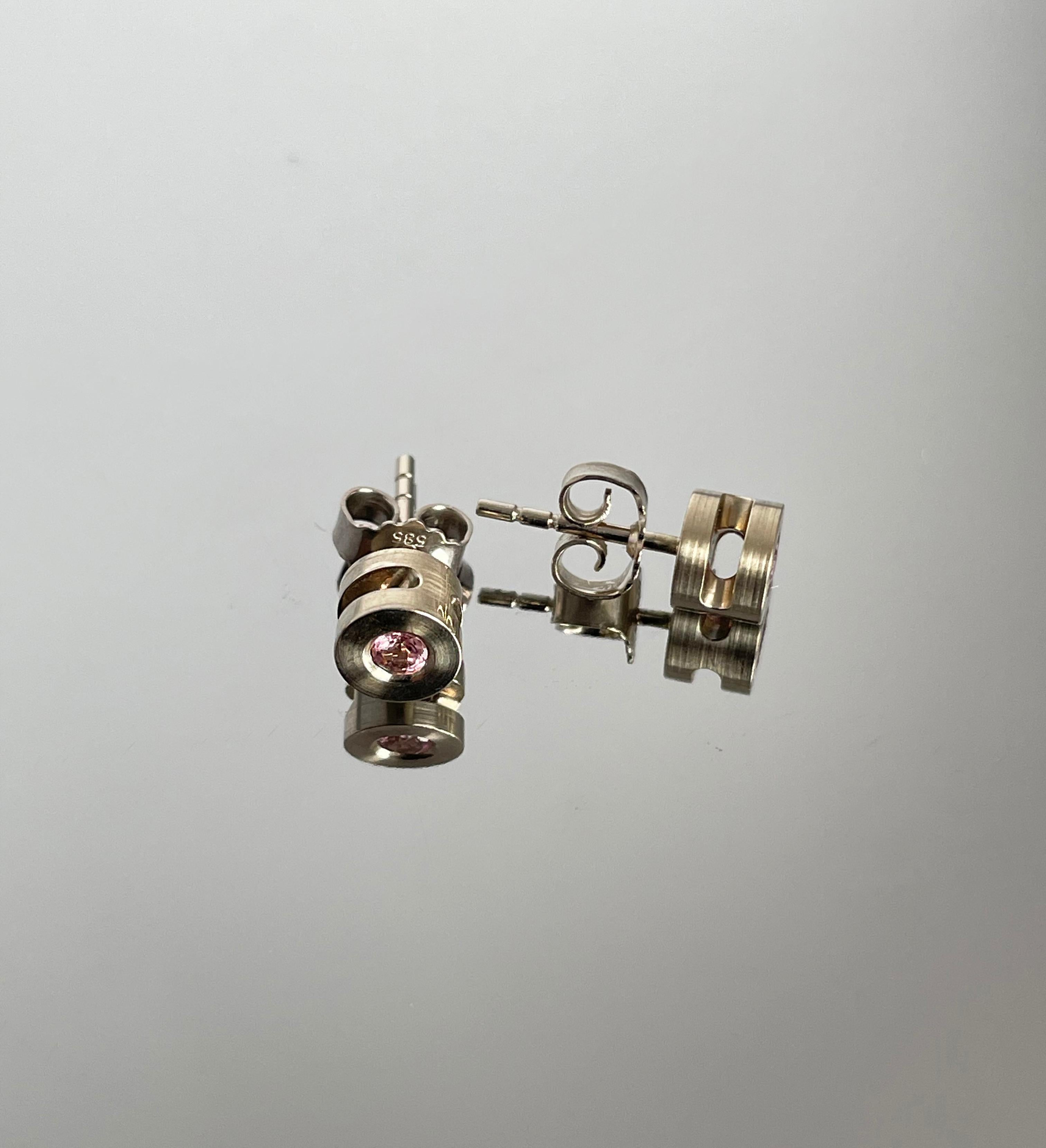 Women's White Gold Earrings with Pink Tourmaline For Sale