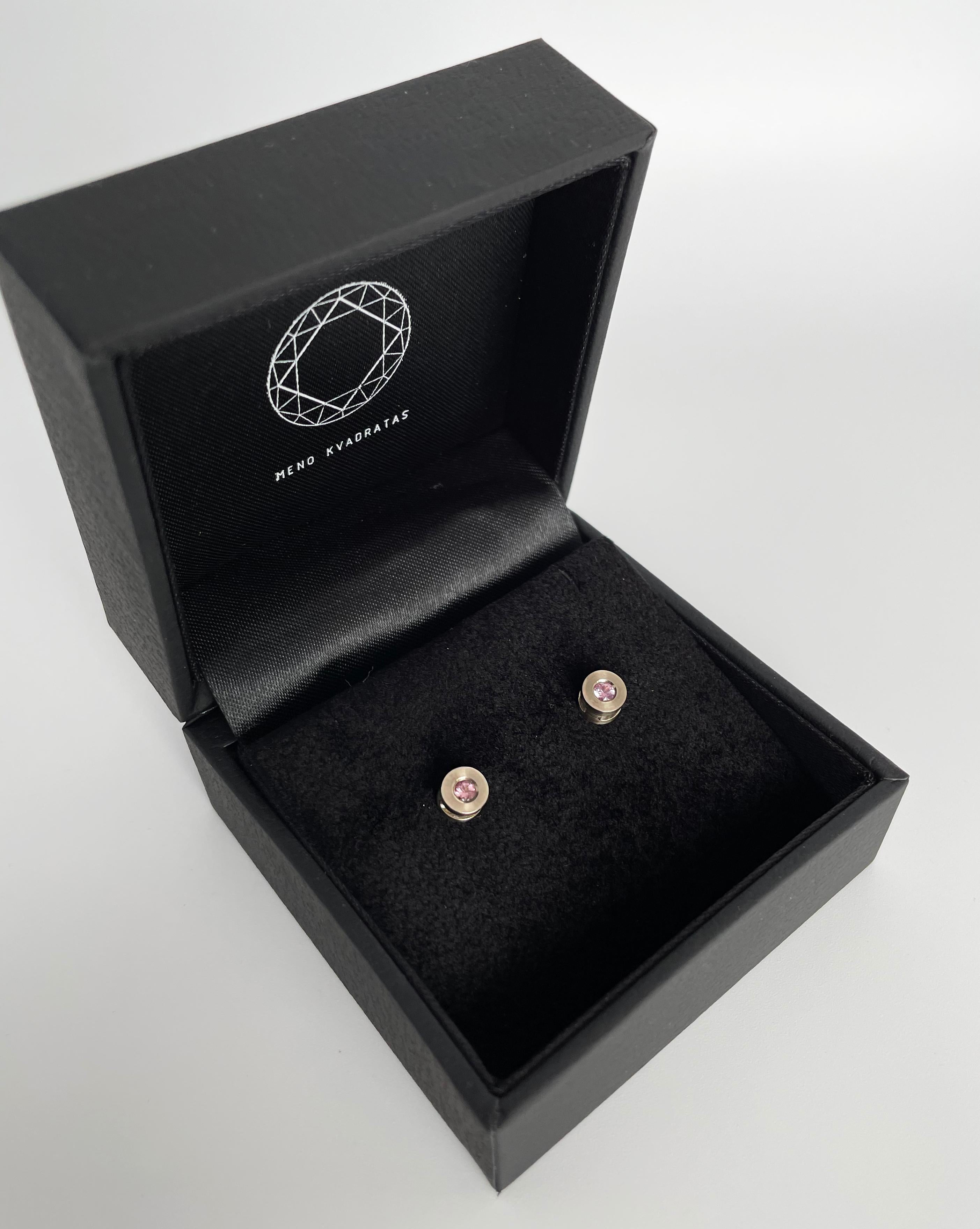 White Gold Earrings with Pink Tourmaline For Sale 2