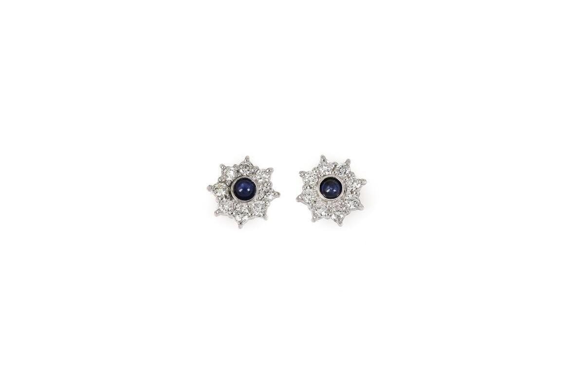 White gold earrings with sapphires and diamonds For Sale 1