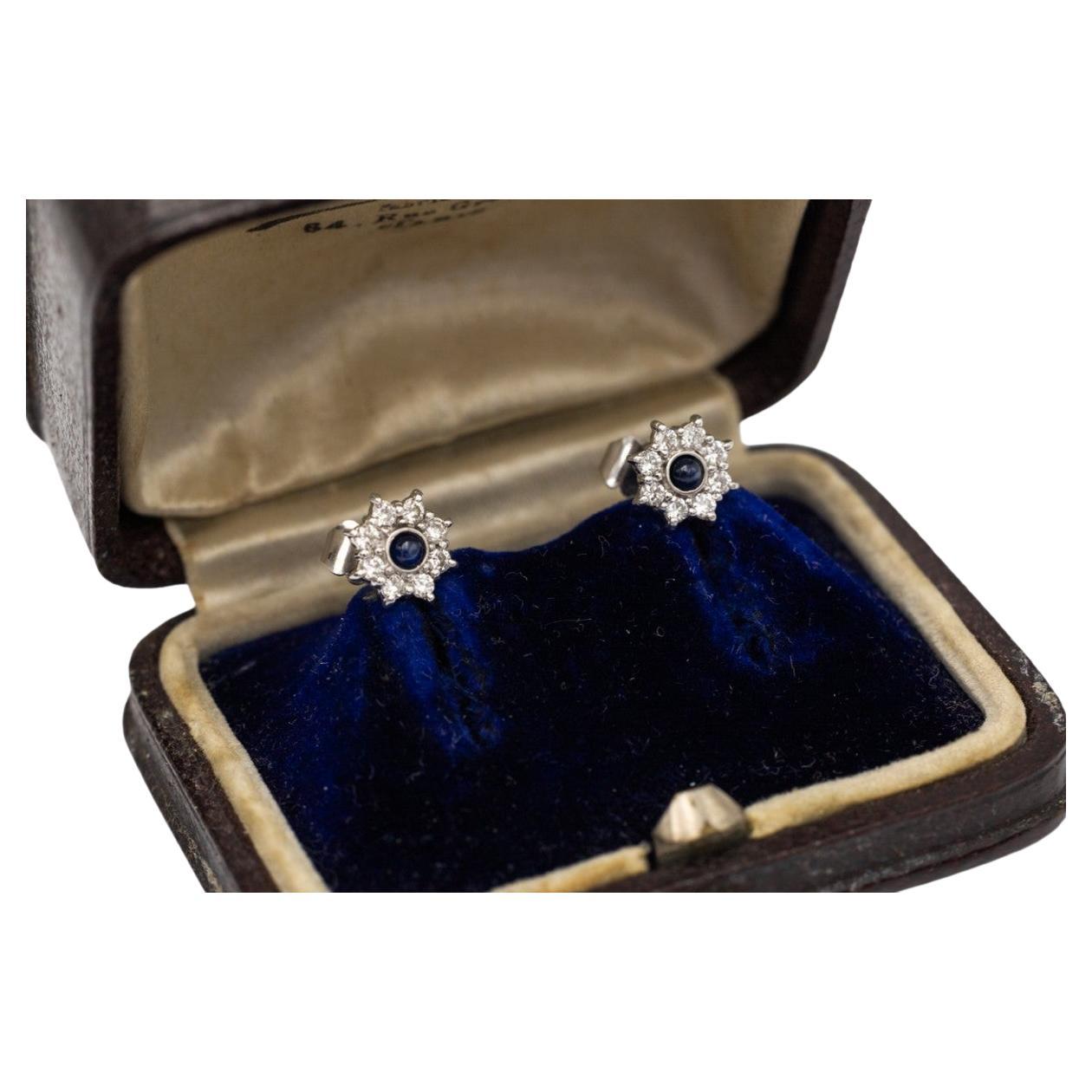 White gold earrings with sapphires and diamonds For Sale