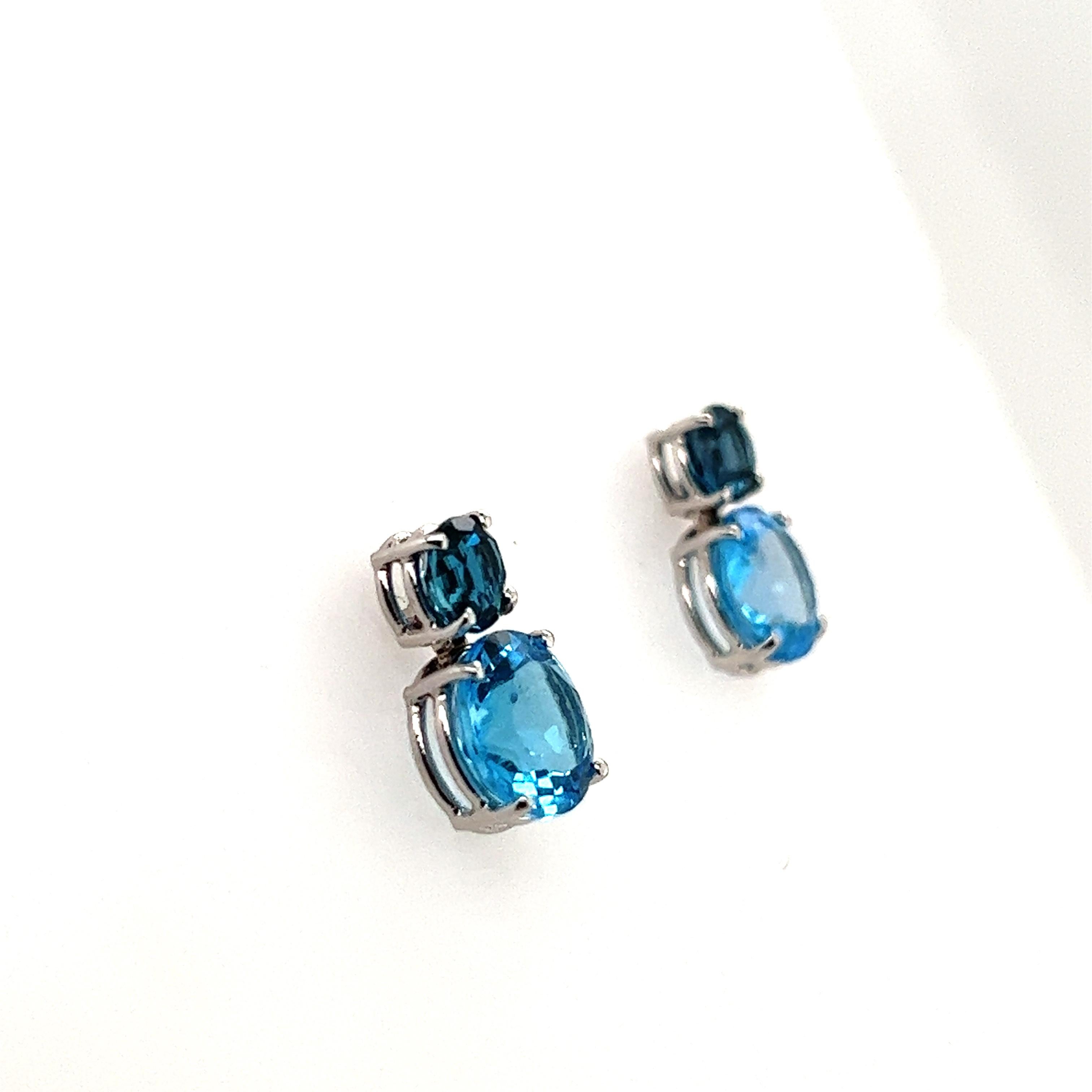 Baroque White Gold Earrings with Topaz and London Topaz For Sale