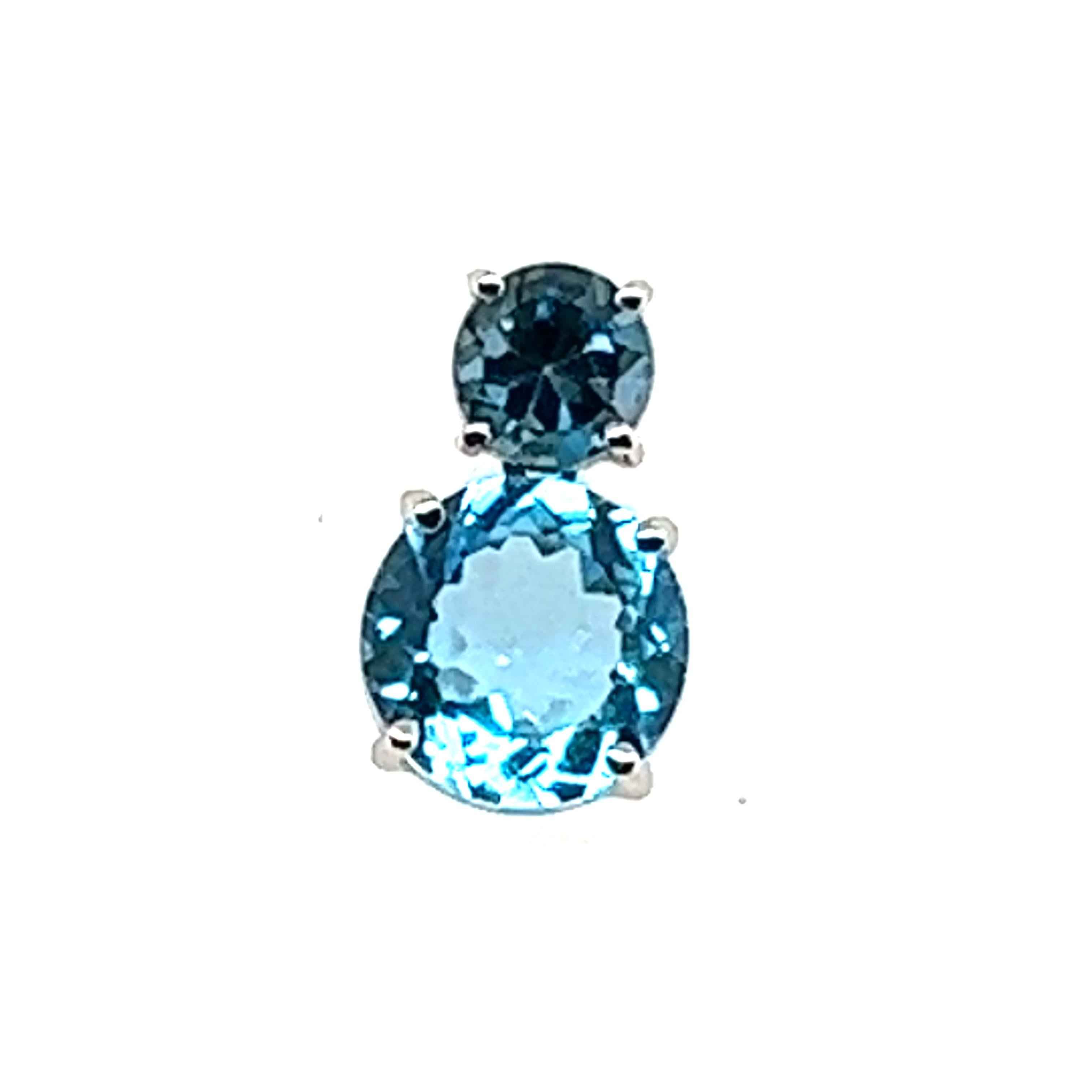 Women's or Men's White Gold Earrings with Topaz and London Topaz For Sale