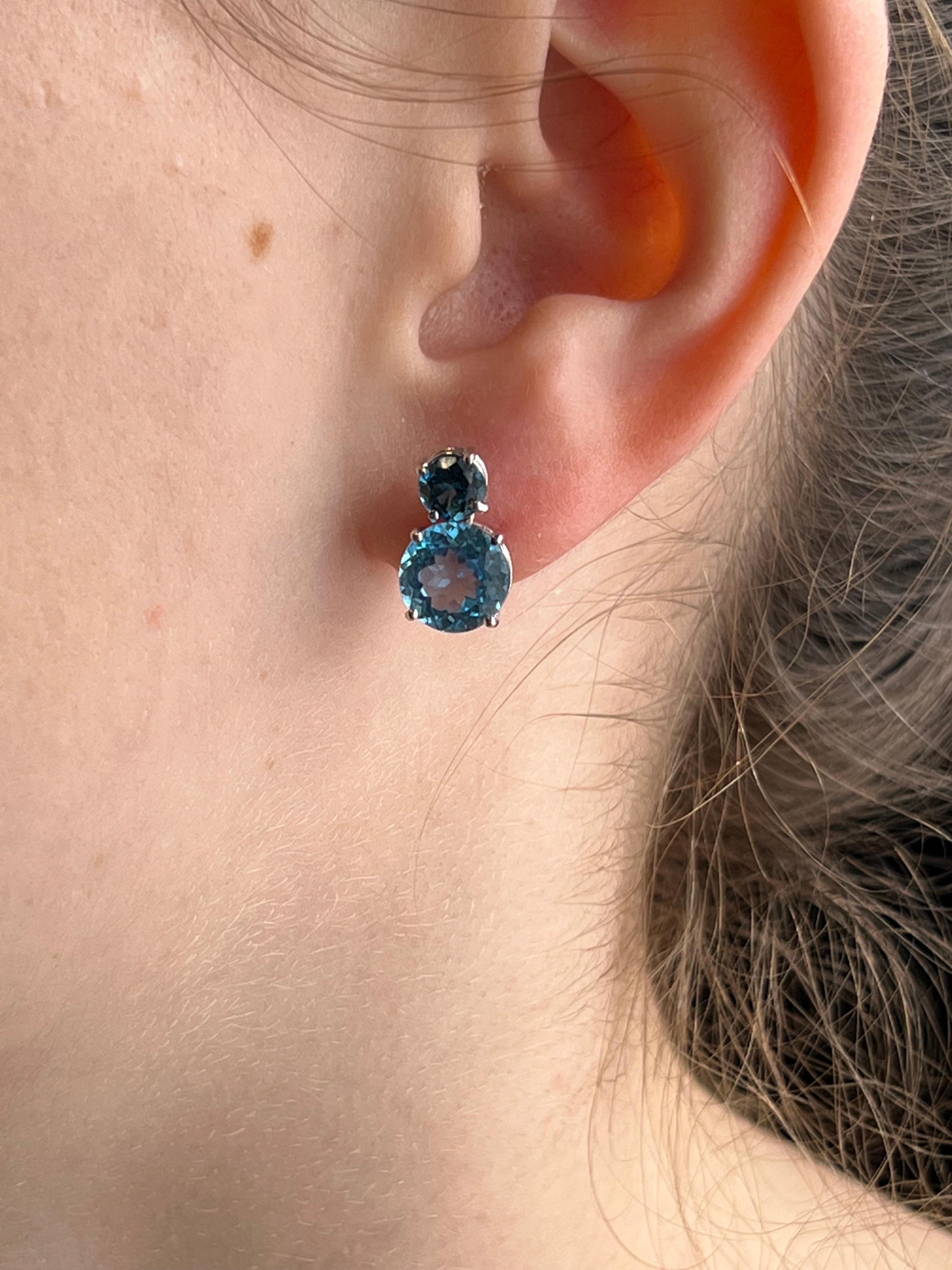 White Gold Earrings with Topaz and London Topaz For Sale 1