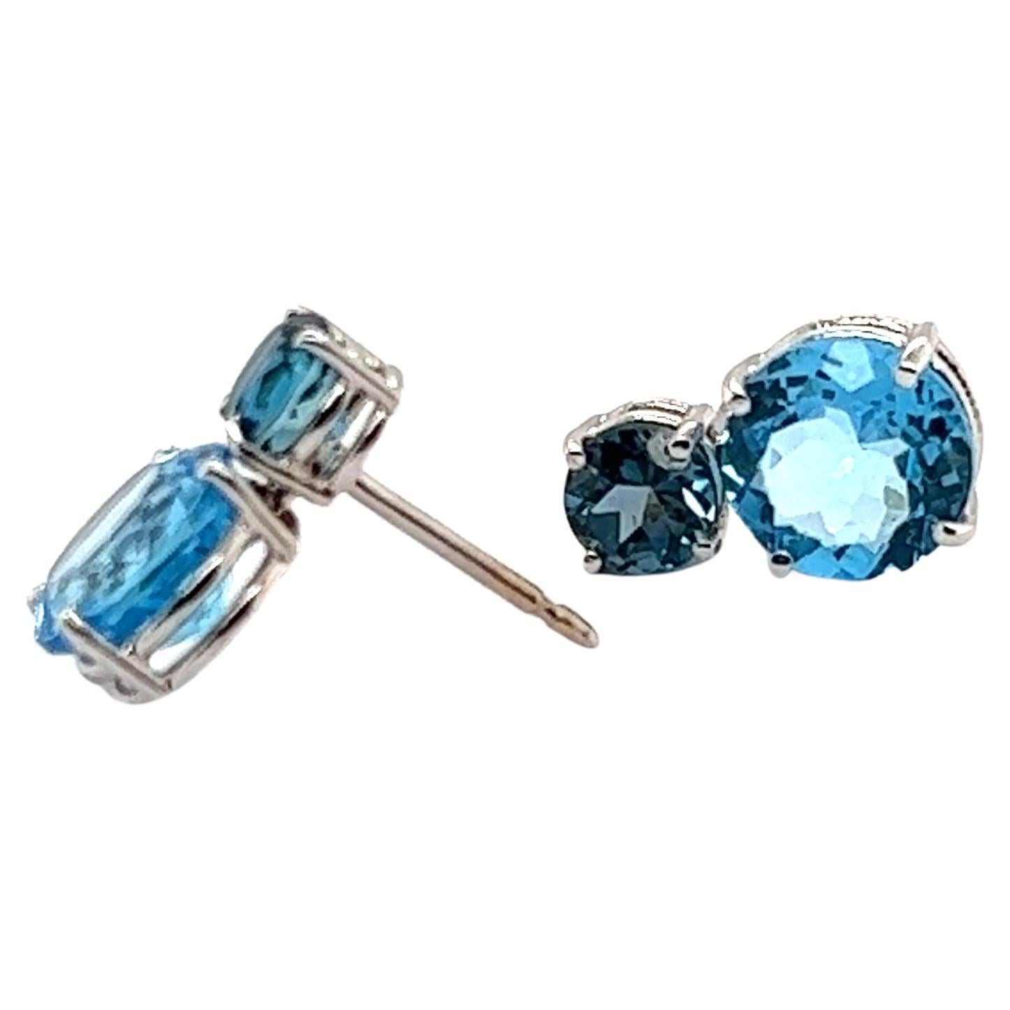 White Gold Earrings with Topaz and London Topaz