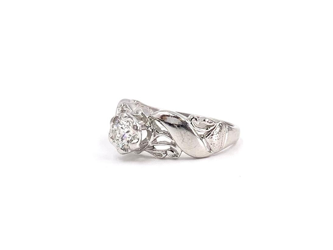 White Gold Edwardian Inspired Solitaire Engagement Ring 1