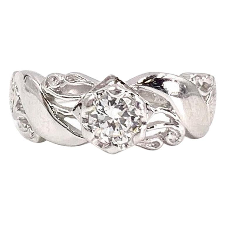 White Gold Edwardian Inspired Solitaire Engagement Ring