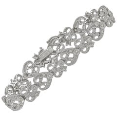 Bracciale in oro bianco stile edoardiano con nastro e fiocco di diamanti da 1,25 carati