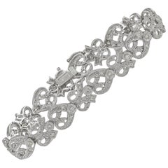 White Gold Edwardian Style 1.25 Carat Diamond Ribbon and Bow Bracelet