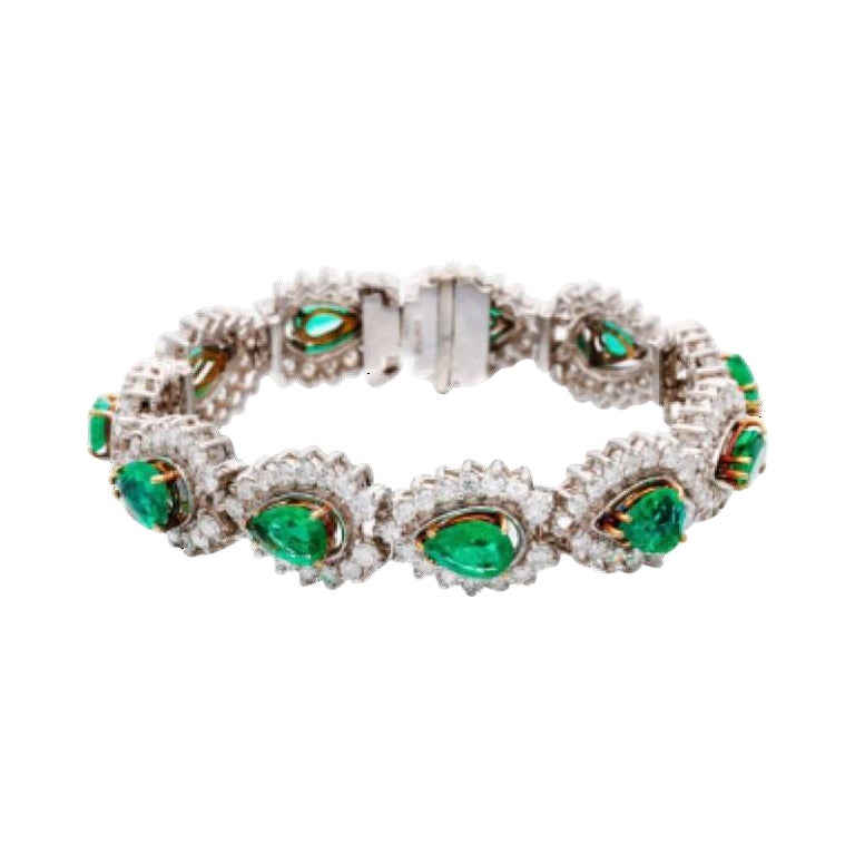 Armband aus Weißgold, Smaragd und Diamanten
