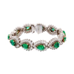 Armband aus Weißgold, Smaragd und Diamanten