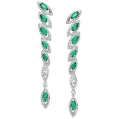 White Gold Emerald and Diamond Earrings Petali Collection by Niquesa