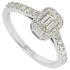White Gold Emerald Cut Diamond Ring 0.30 Carat H/VS1