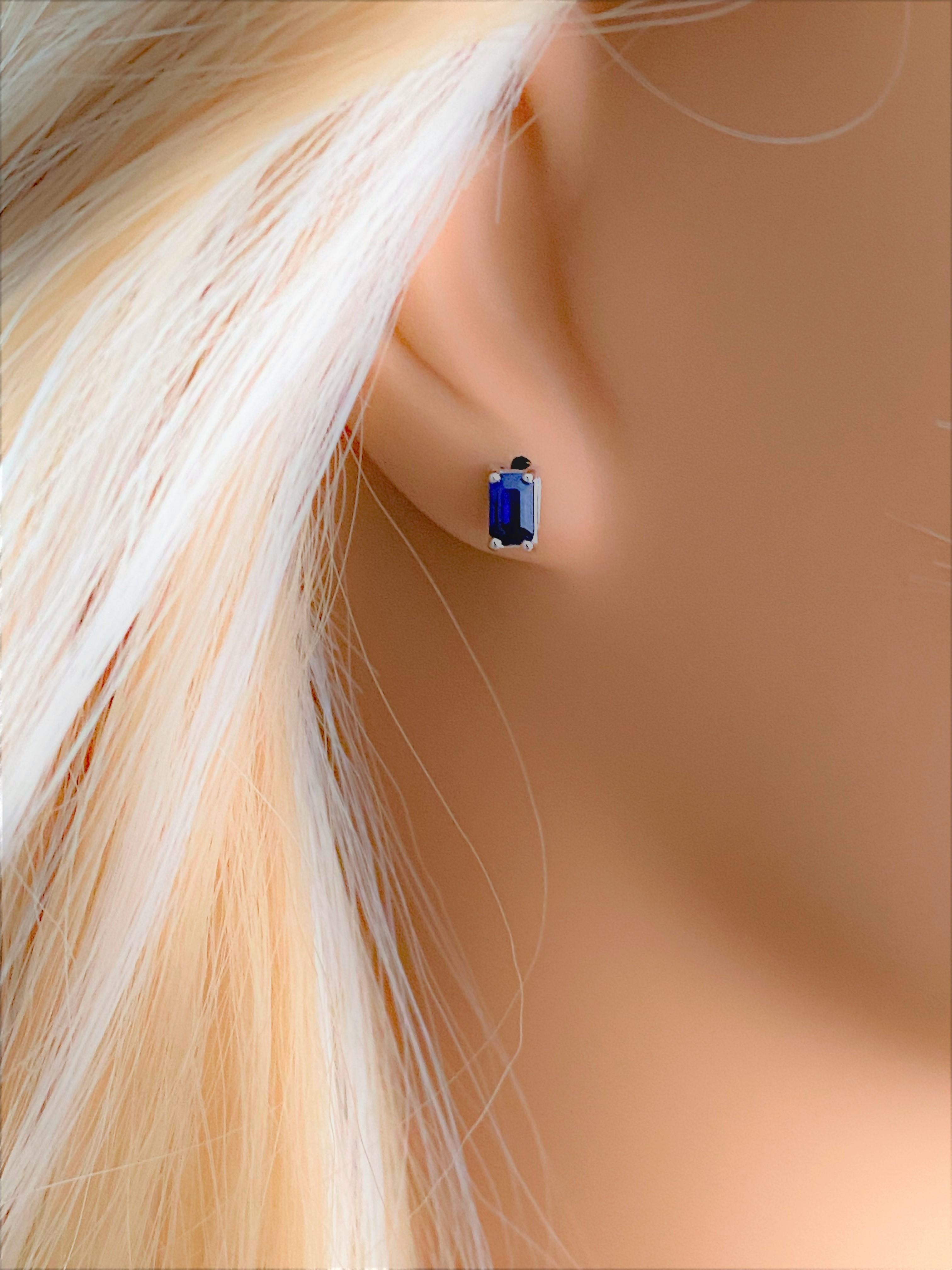 emerald cut sapphire earrings