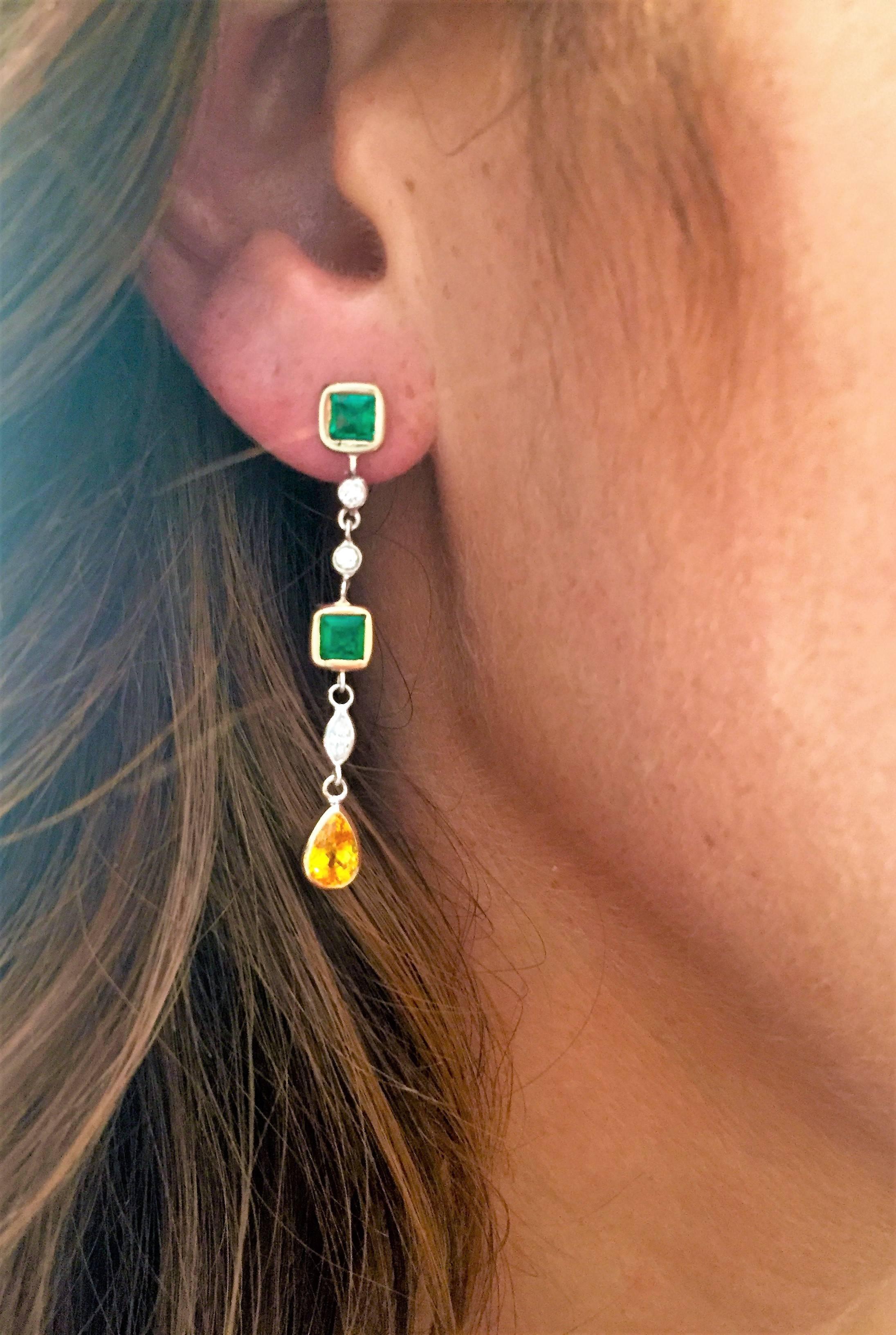 Emerald Cut White Gold Emerald Diamond 1.75 Inches Long Earrings Weighing 4.40 Carat 