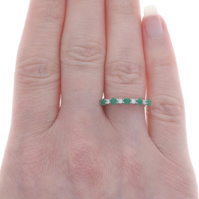 Round Cut White Gold Emerald Diamond Band - 14k Round 0.55ctw Ring