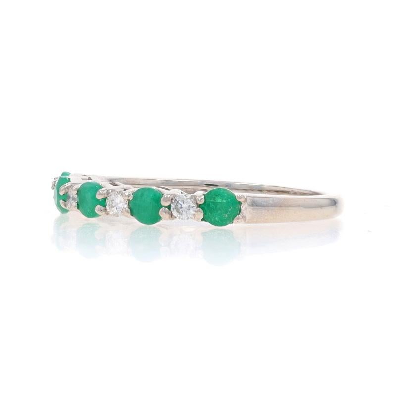 White Gold Emerald Diamond Band - 14k Round 0.55ctw Ring In Excellent Condition In Greensboro, NC