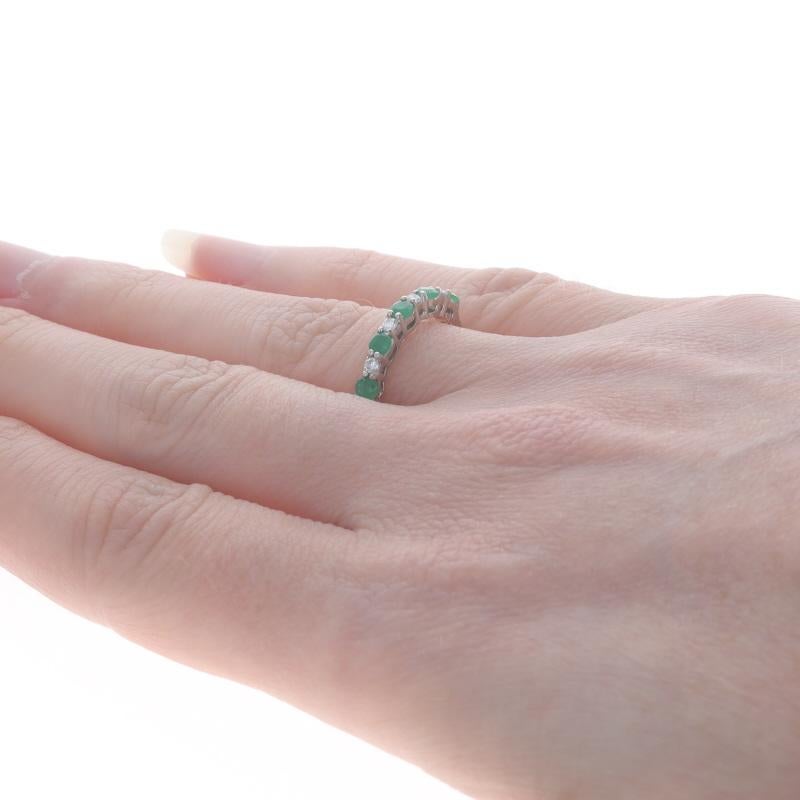 Women's White Gold Emerald Diamond Band - 14k Round 0.55ctw Ring