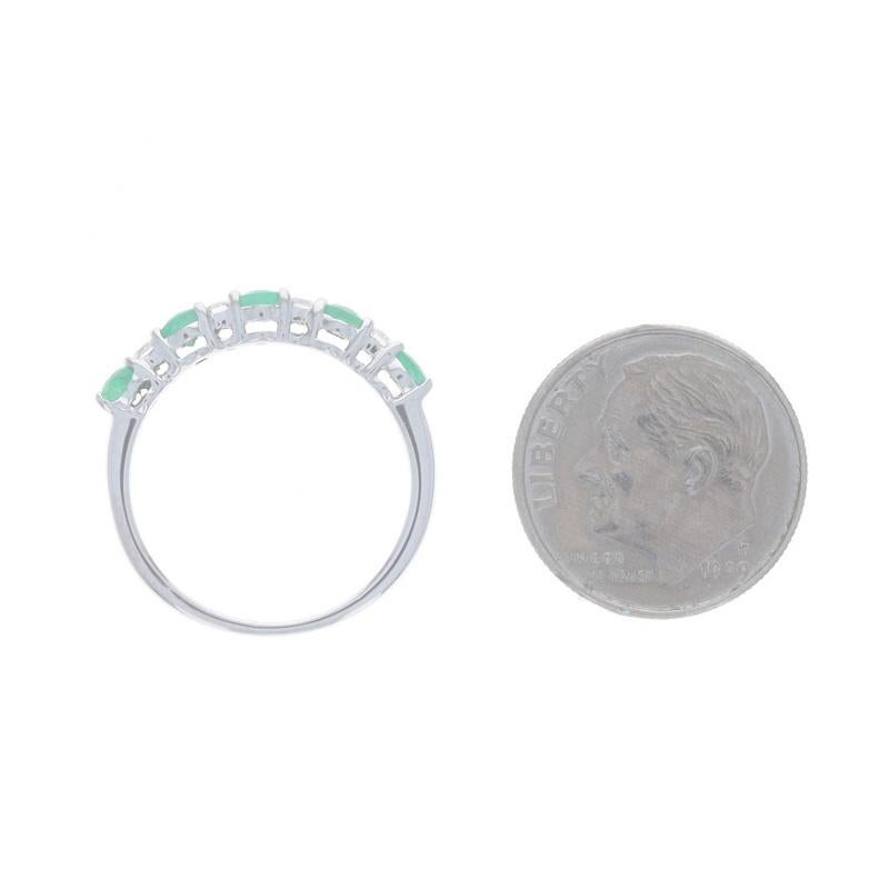White Gold Emerald Diamond Band - 14k Round 0.55ctw Ring 1