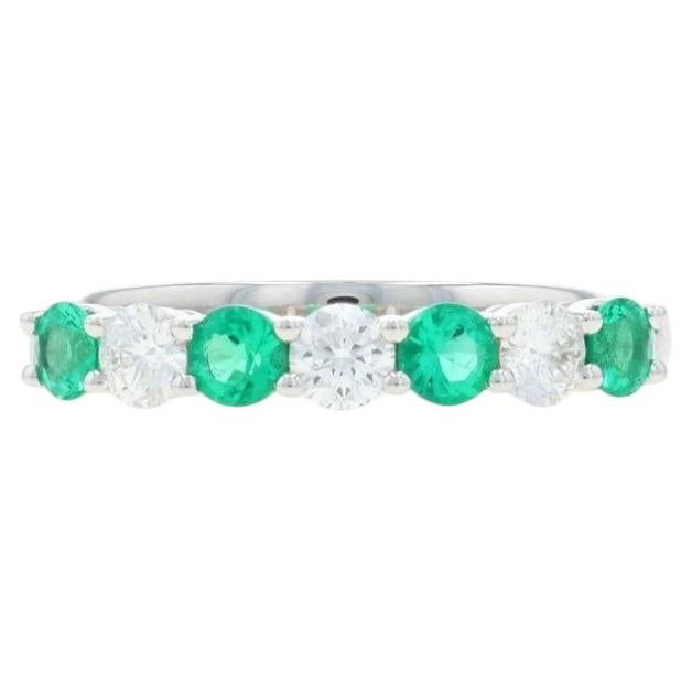 Anillo Oro Blanco Diamante Esmeralda - Anillo 18k Redondo .78ctw en venta
