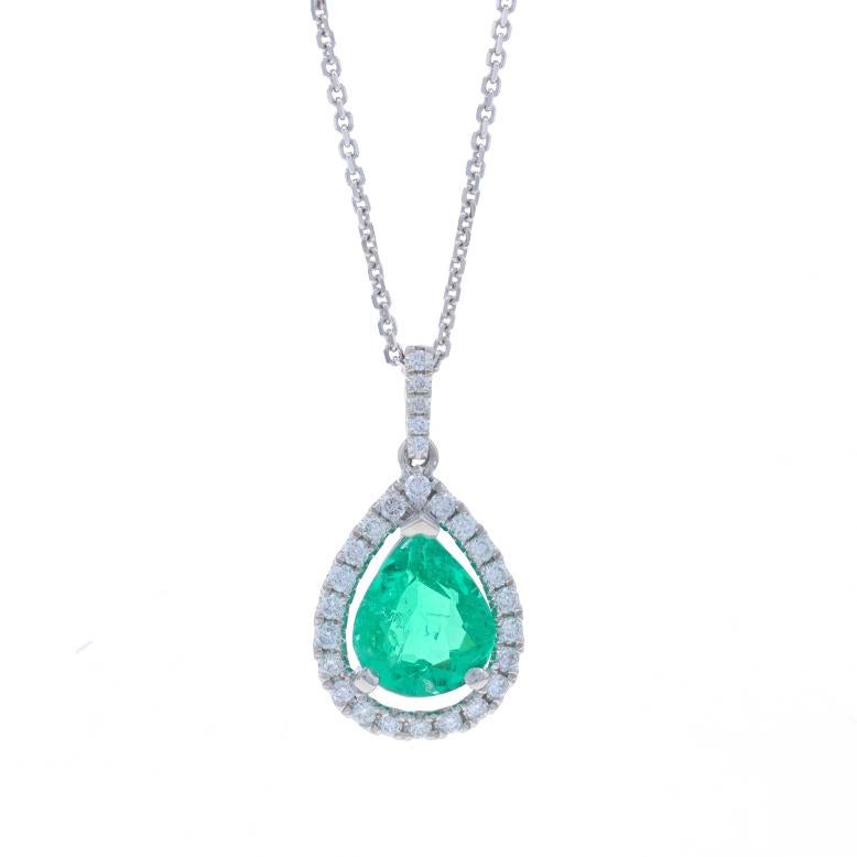 Contenuto del metallo: Oro bianco 14k

Informazioni su A. Stone
Smeraldo naturale
Trattamento: Oliatura
Carati: 1,32ct
Taglio: Pera
Colore: verde
Origine: Colombiana 
Certificato da: GIA
Numero del rapporto: 6237502665

Diamanti naturali
Carati: