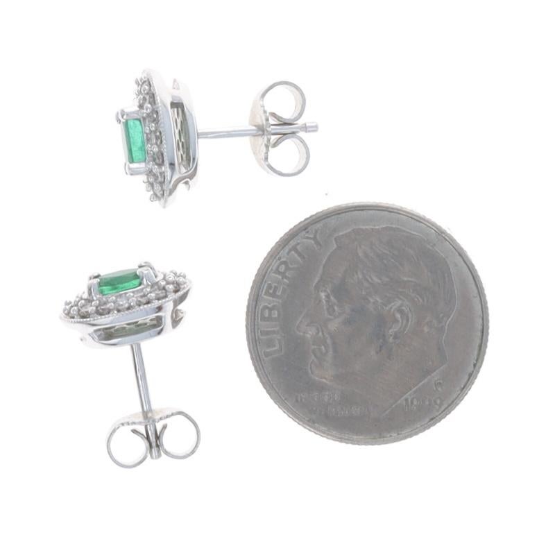 Orecchini a perno in oro bianco con diamante smeraldo - 14k Oval .82ctw Pierced In condizioni ottime in vendita a Greensboro, NC