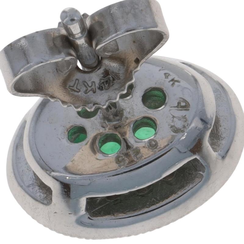 Donna Orecchini a perno in oro bianco con diamante smeraldo - 14k Oval .82ctw Pierced in vendita