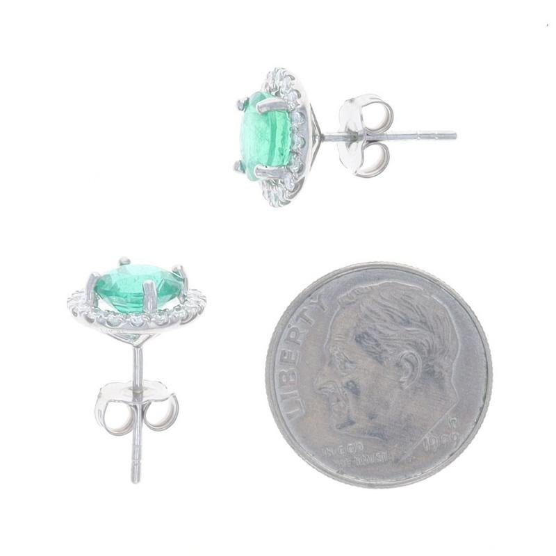 Donna Orecchini a perno con diamante smeraldo in oro bianco - 14k Round 3.25ctw Pierced in vendita