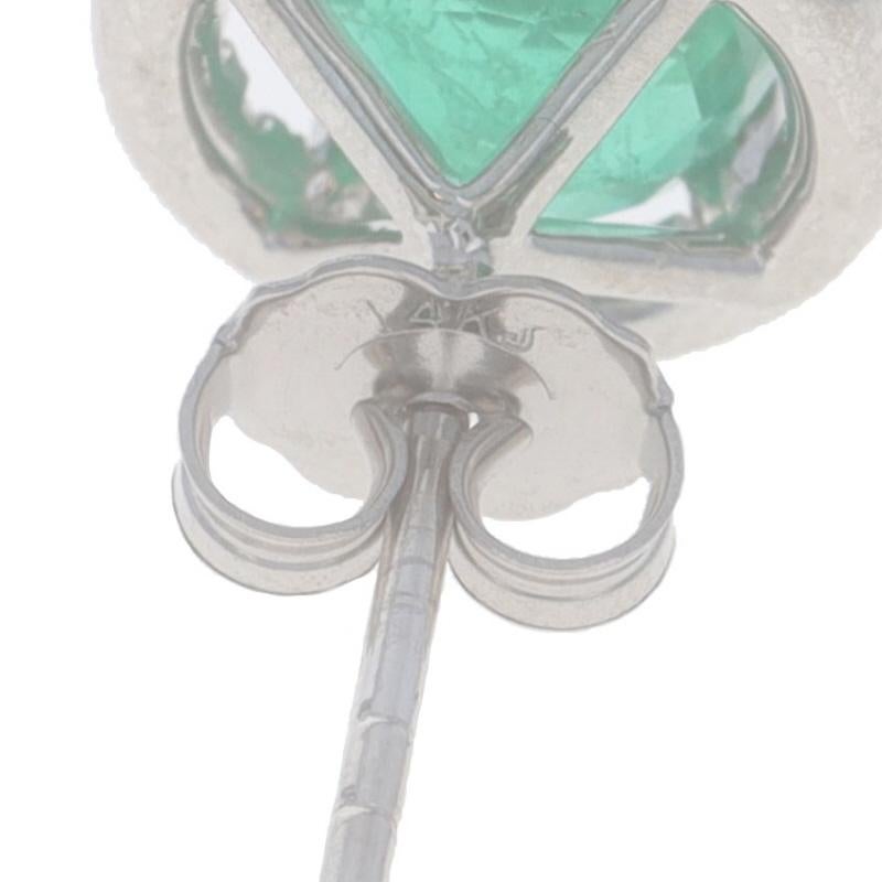 Orecchini a perno con diamante smeraldo in oro bianco - 14k Round 3.25ctw Pierced in vendita 1