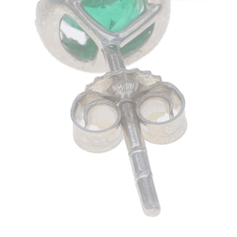 Orecchini a perno con diamante smeraldo in oro bianco - 14k Round .96ctw Pierced in vendita 1