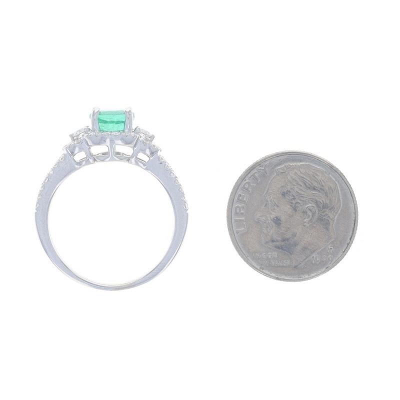 Ring aus Weißgold mit Smaragd und Diamant - 18k rund 1,46 ctw im Angebot 1