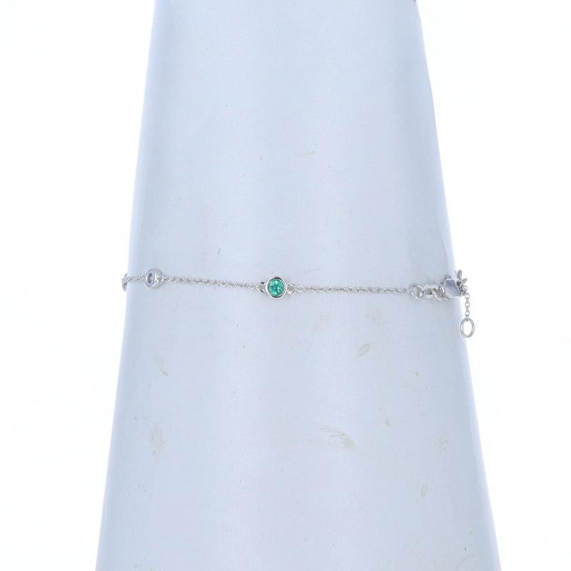 Oro Blanco Esmeralda Diamante Estación Pulsera 14k Ronda .24ctw por la Yarda Ajuste en Nuevo estado para la venta en Greensboro, NC