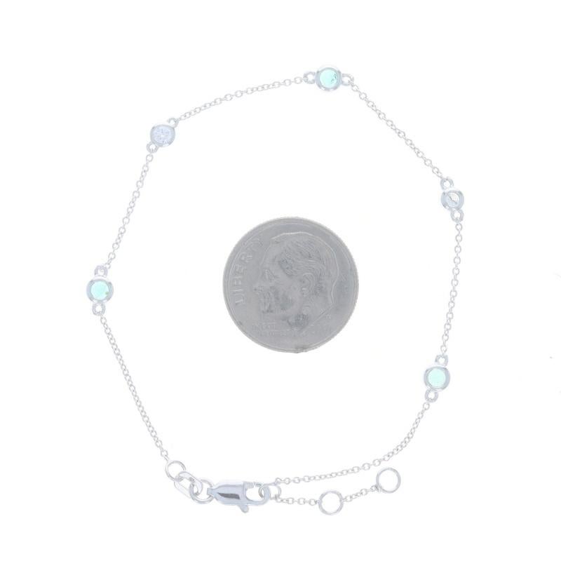 De las mujeres Oro Blanco Esmeralda Diamante Estación Pulsera 14k Ronda .24ctw por la Yarda Ajuste en venta