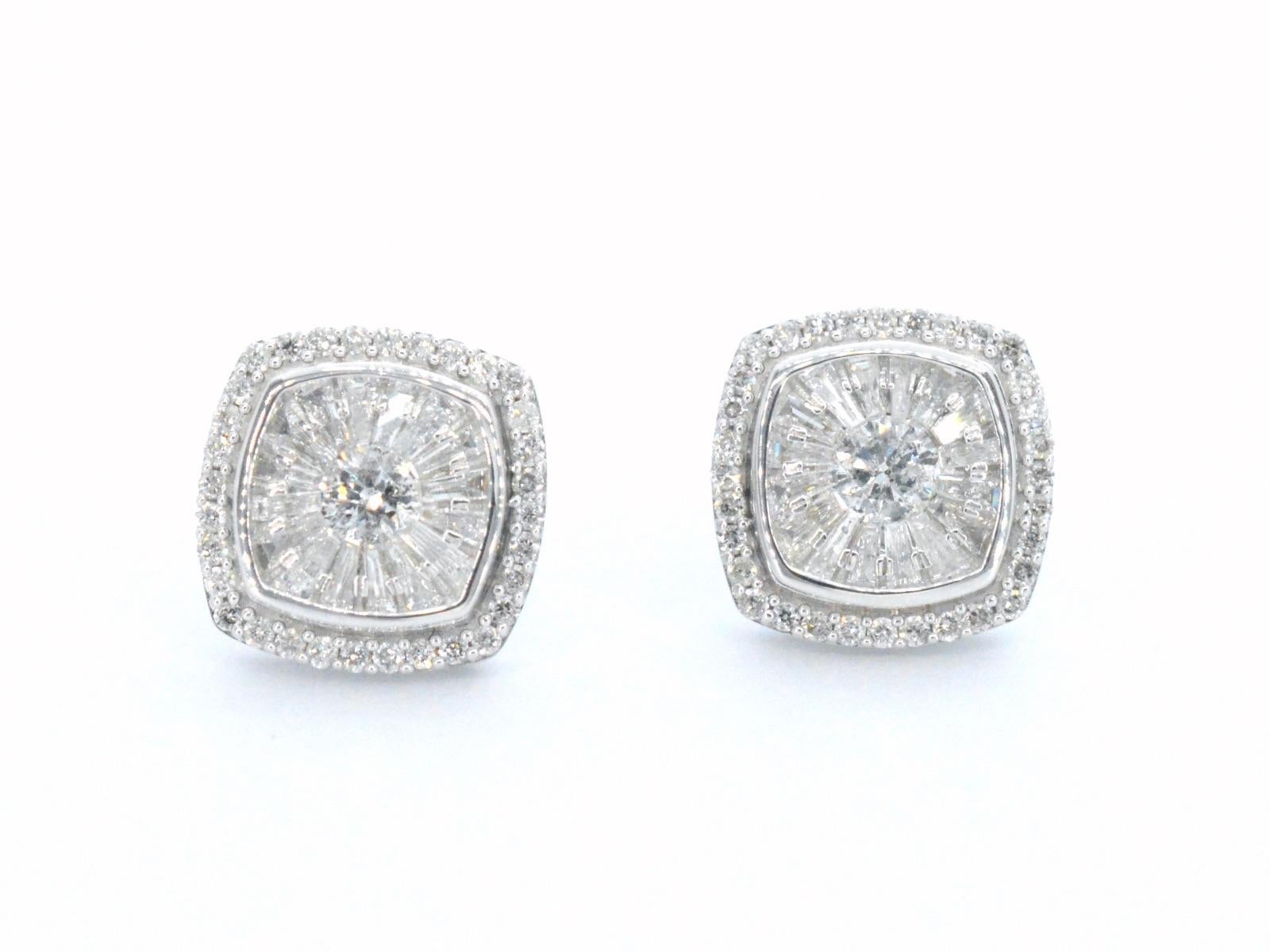 Contemporary White Gold Entourage Earrings Set with 1.20 Carat For Sale