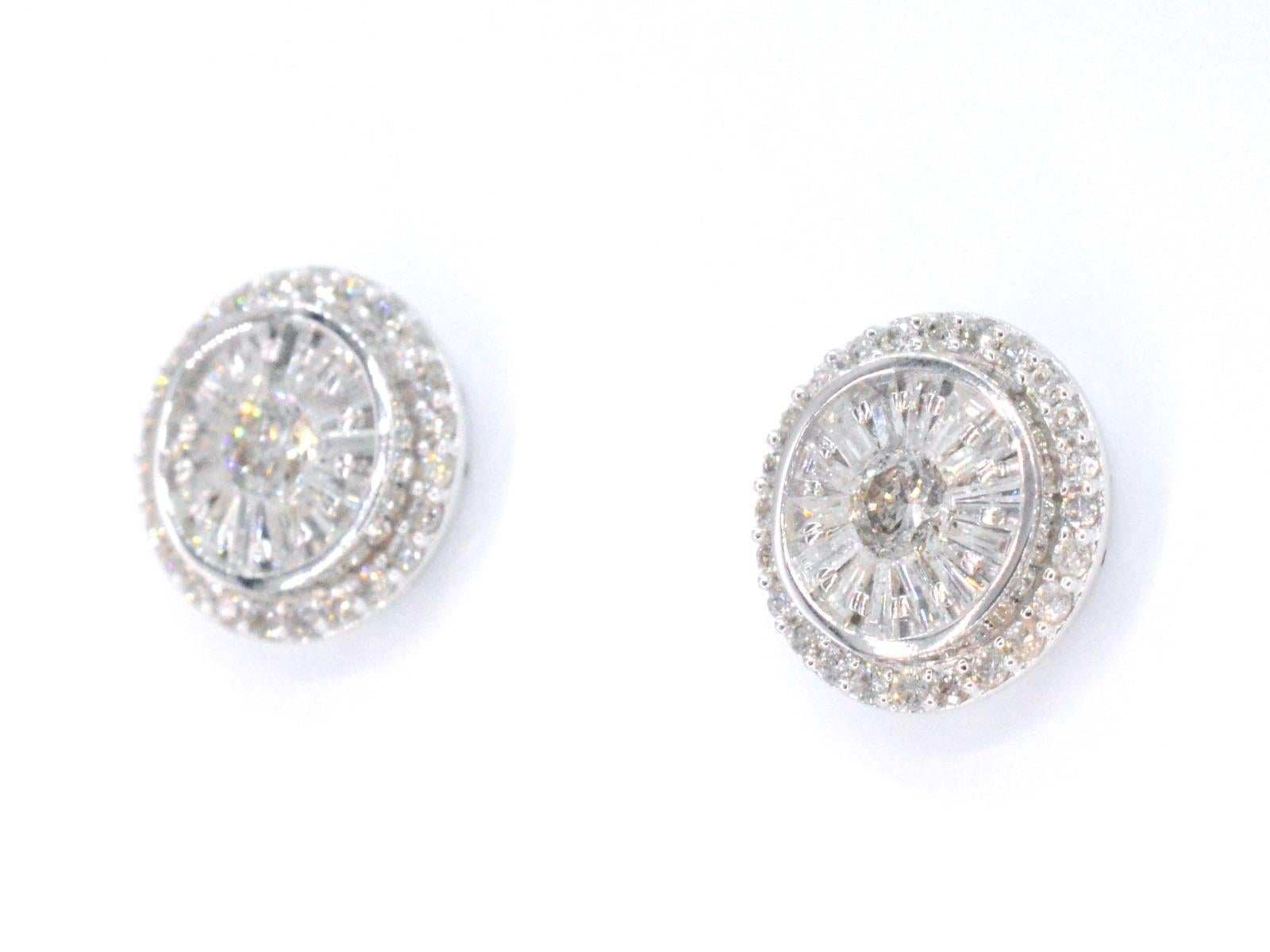 Contemporary White Gold Entourage Earrings Set with 1.20 Carat For Sale