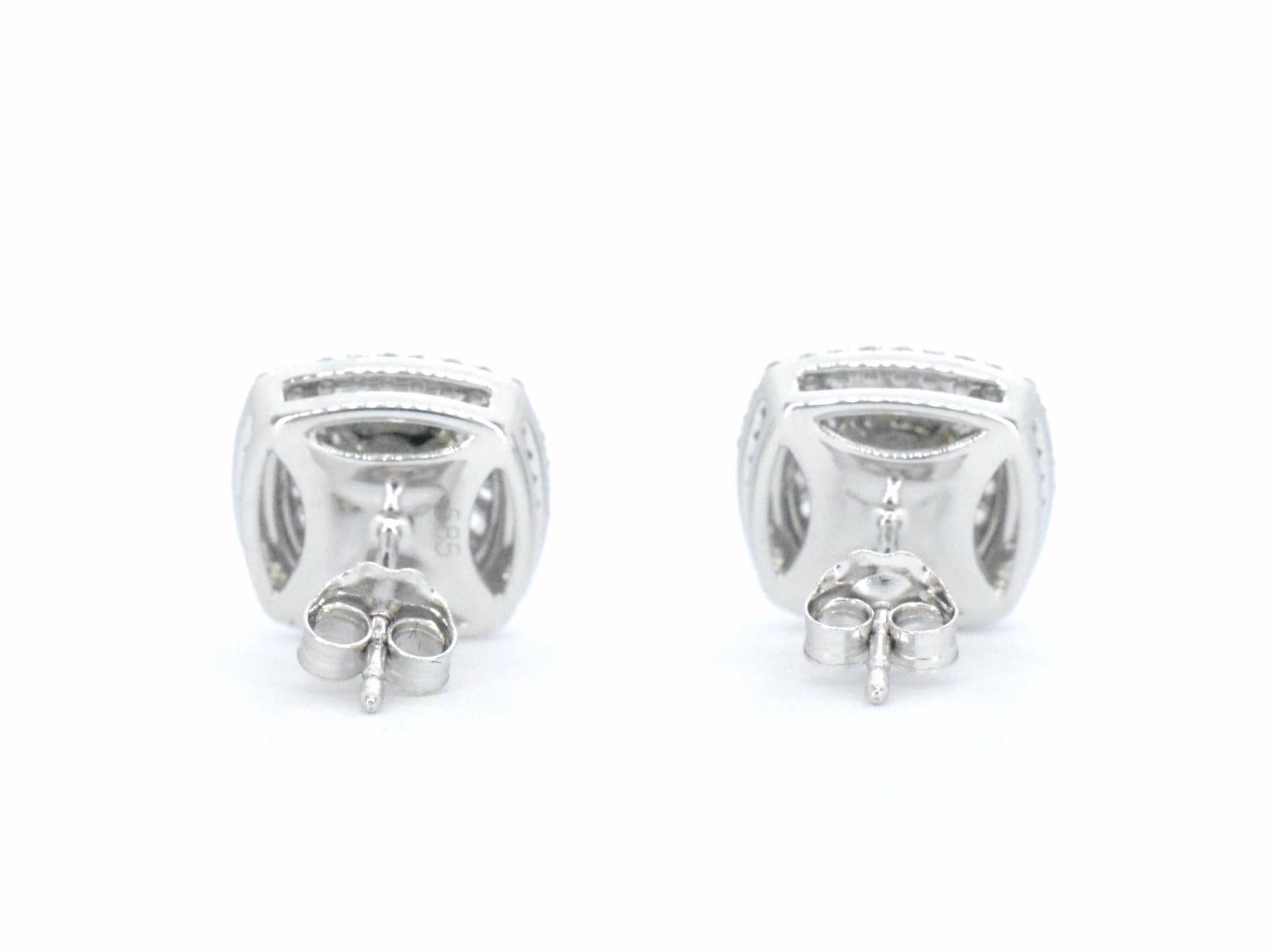 Brilliant Cut White Gold Entourage Earrings Set with 1.20 Carat For Sale