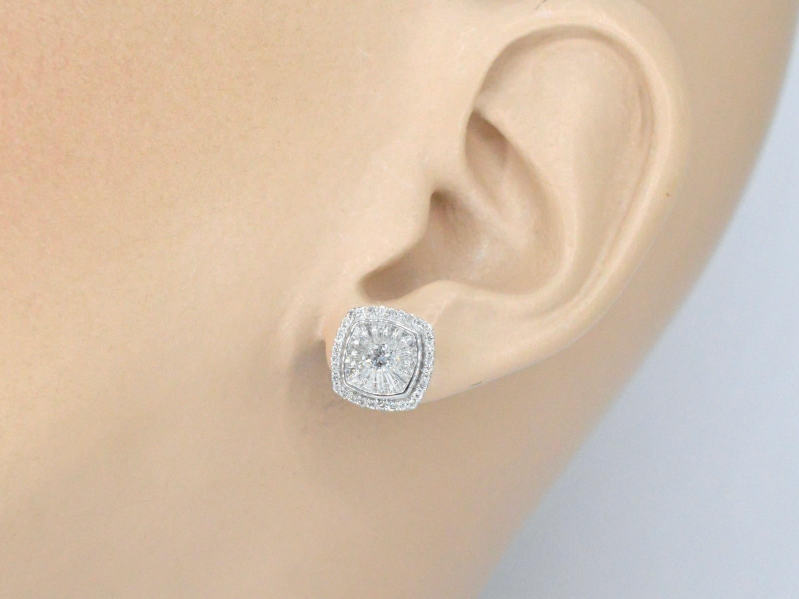 White Gold Entourage Earrings Set with 1.20 Carat For Sale 1