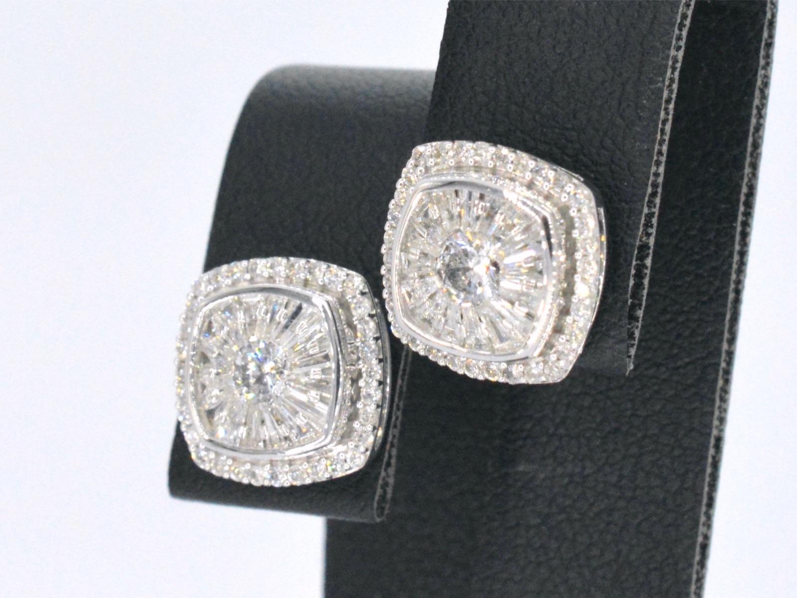 White Gold Entourage Earrings Set with 1.20 Carat For Sale 2