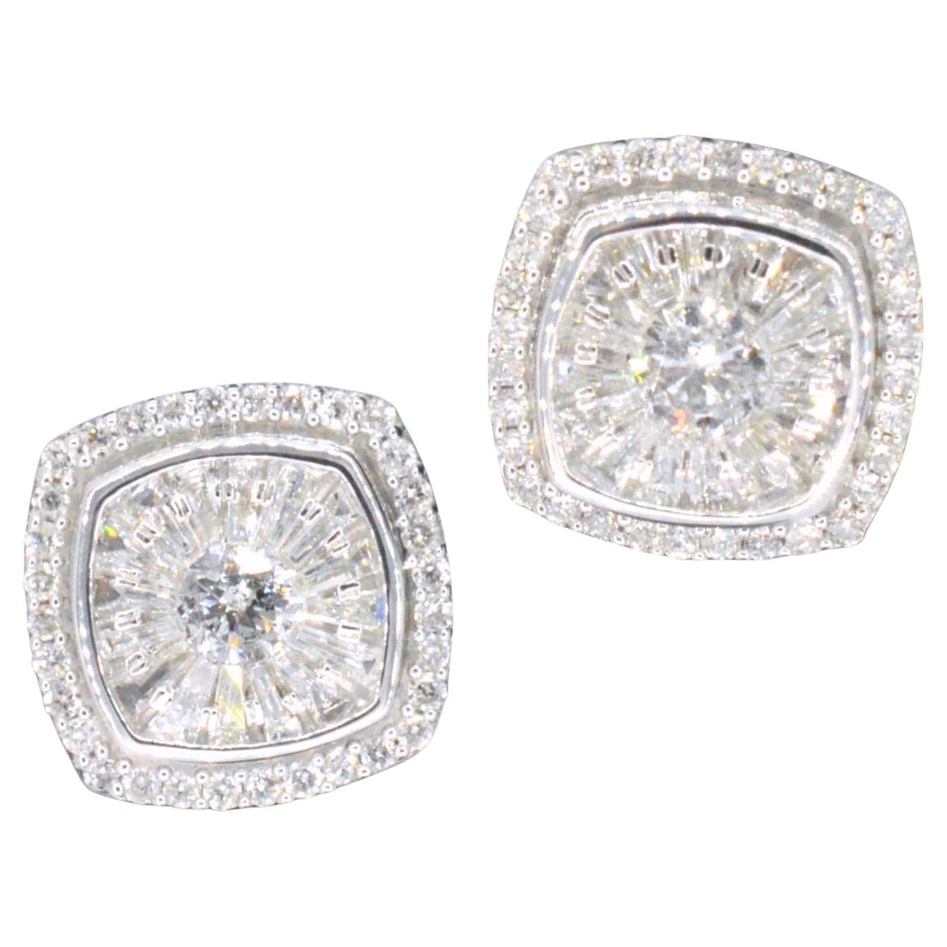 White Gold Entourage Earrings Set with 1.20 Carat For Sale