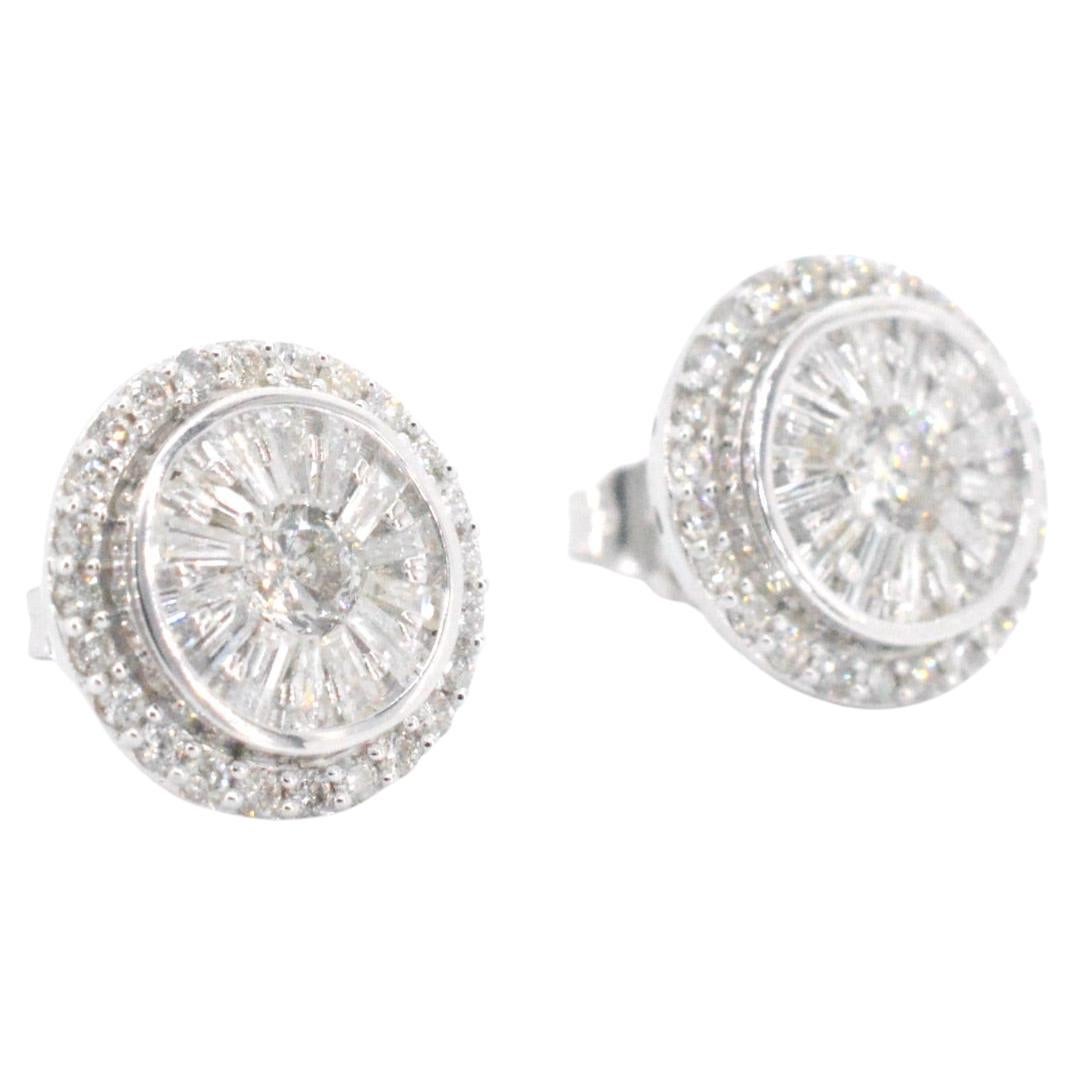White Gold Entourage Earrings Set with 1.20 Carat For Sale