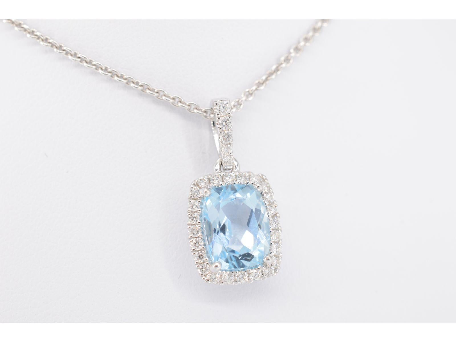 Diamonds: Naturally shiny; Weight: 0.40 carat; Cut: Brilliant; Colour: F-G; Purity: VS; Grinding quality: Very good; Gemstone: Topaz; Weight: 4.00 carat; Grinding shape: Cushion; Color: Swiss Blue; Jewel: Pendant (excl. Necklace); Weight: 2.8