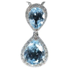 White Gold Entourage Pendant Set with Topaz and Diamonds