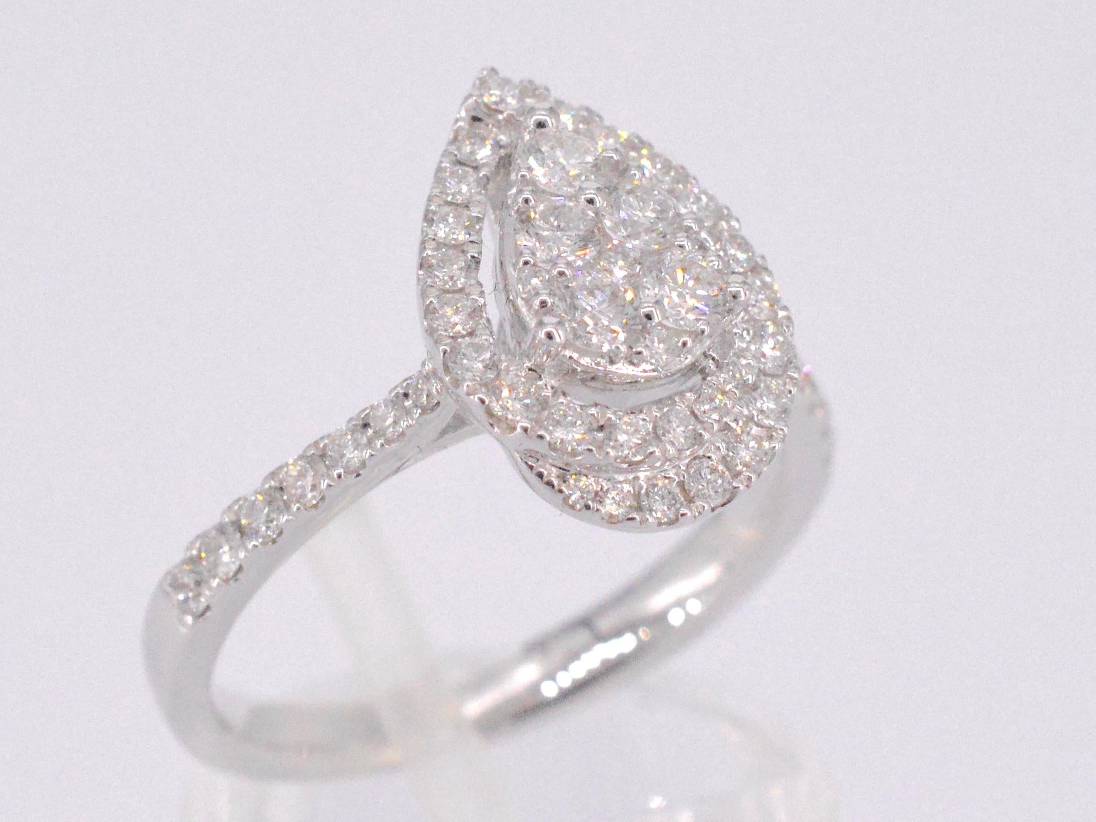 Weißgold Entourage-Ring in Birnenform mit Diamanten im Zustand „Neu“ im Angebot in AMSTELVEEN, NH