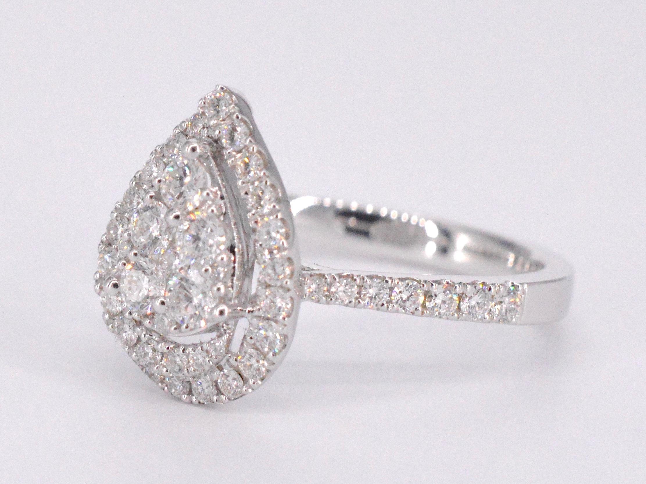 White Gold Entourage Ring Diamond Pear Shape For Sale 2