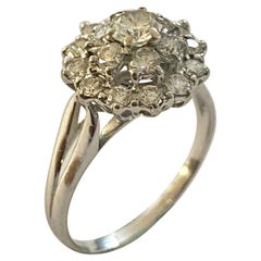 White Gold Entourage Ring, Set with 19 Brilliant Cut Diamonds, Vintage 1970's