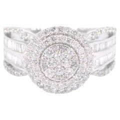 White Gold Entourage Ring with Brilliant and Baguette Cut Diamonds